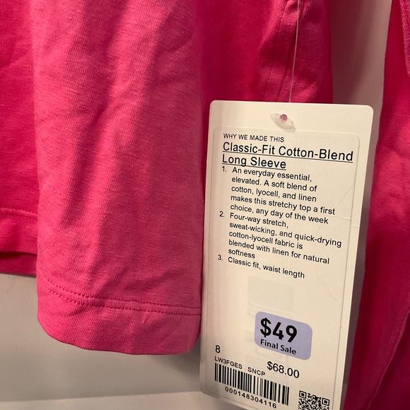 lululemon athletica Tops - Classic-Fit Cotton-Blend Long Sleeve - Pink